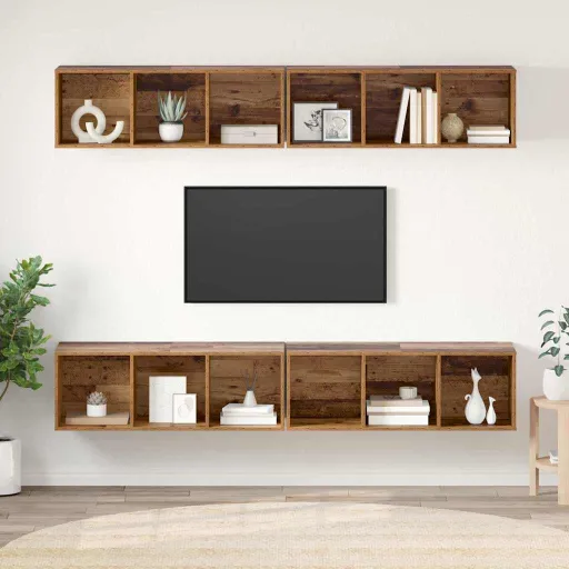 Conjunto de Móvel de TV   Madeira Antiga 37 x 37 x 107 cm (4 pcs)