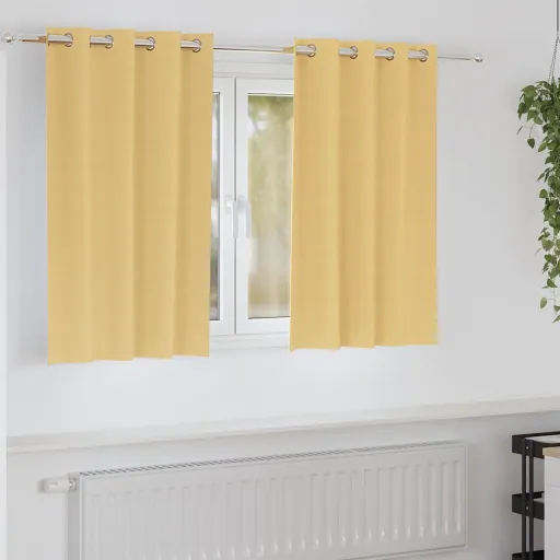 Cortinas Blackout com Argolas   Bege 140 x 140 cm Poliéster (2 pcs)