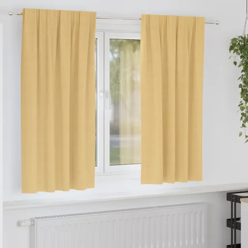 Cortinas Blackout com Argolas   Bege 175 x 140 cm Poliéster (2 pcs)