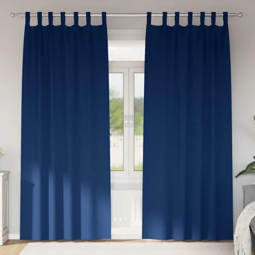 Cortinas Blackout com Argolas   Azul Escuro 225 x 140 cm (2 pcs)