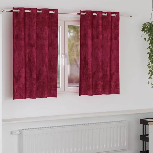 Cortinas de Veludo   Vinho Vermelho 140 x 140 cm Veludo (2 pcs)