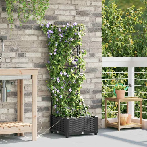 Vaso de Jardim Preto 40 x 40 x 126 cm Aço