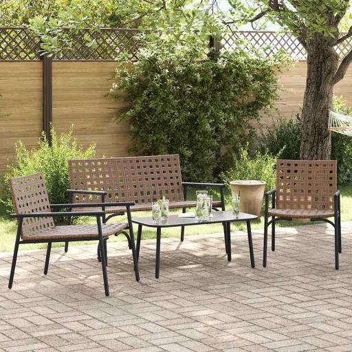 Conjunto de Jantar para Jardim   Castanho Vime PE (4 pcs)