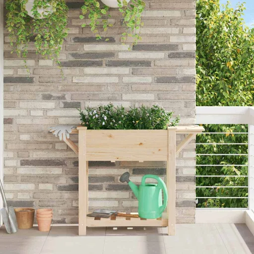 Vaso de Jardim Bege 111 x 37 x 76,5 cm Madeira de Fir Sólida