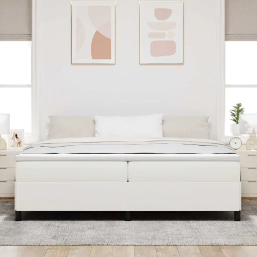 Estrutura da Cama Creme 200 x 200 cm Tecido de Veludo Côtelé