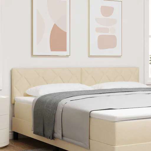 Cabeceira de Tecido Geométrico Ajustável Creme 180 cm Tecido