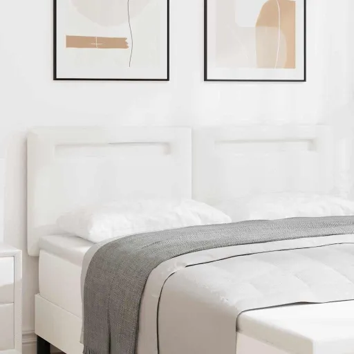 Cabeceira LED Branco 144 cm Couro Sintético