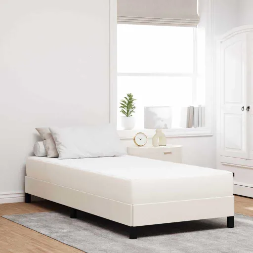 Colchão de Cama com Colchão Creme 90 x 190 cm Tecido