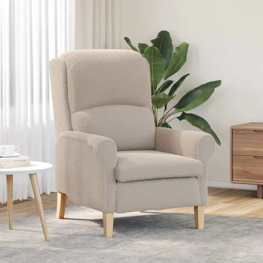 Poltrona Cinzento-Claro 76 x 94 x 102 cm Tecido Soft Sherpa