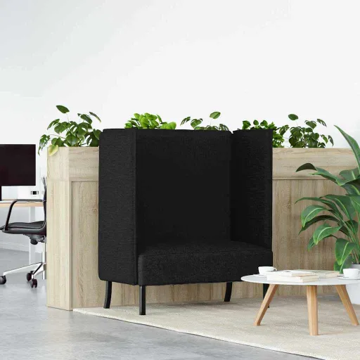 Sofá de Encosto Alto 101cm Preto Tecido