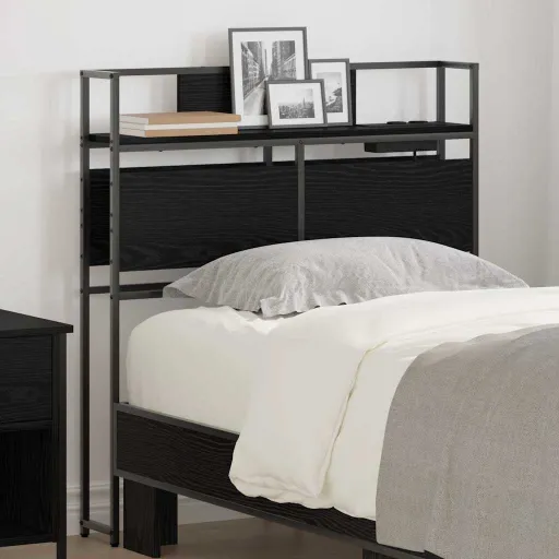 Cabeceira de Armazenamento com Prateleira Carvalho Preto 80 cm