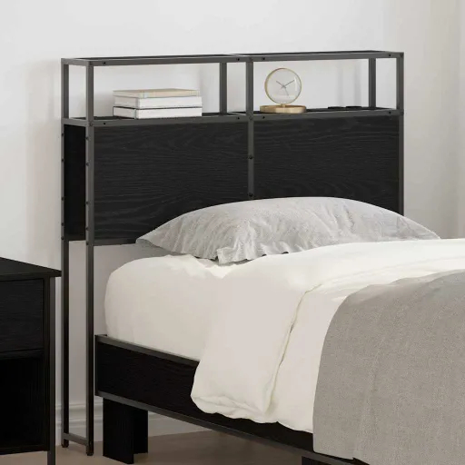 Cabeceira de Armazenamento com Prateleira Carvalho Preto 80 cm