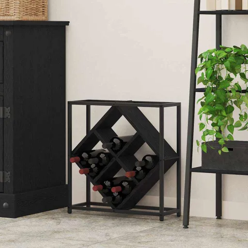 Escorredor de Vinho Carvalho Preto 51 x 18 x 52,5 cm
