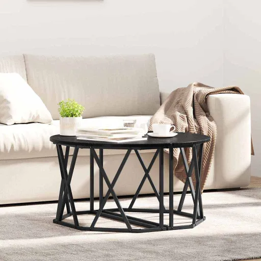 Mesa de Centro Carvalho Preto 80 x 80 x 42 cm