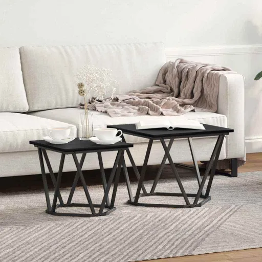 Conjunto de Mesas de Apoio   Carvalho Preto 50 x 50 x 40 cm (2 pcs)