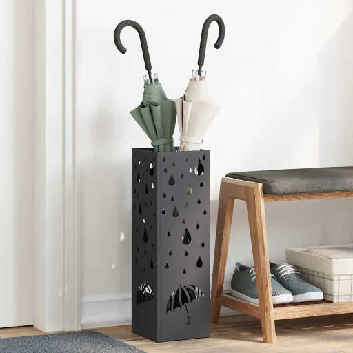 Suporte de Guarda-Sol Preto 15,5 x 15,5 x 49 cm Metal