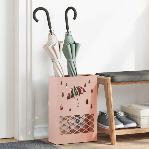 Suporte para Guarda-Chuva de Chuva Rosa 28 x 12 x 41 cm Aço