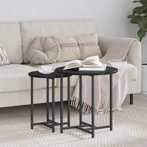 Conjunto de Mesas de Apoio   Carvalho Preto (2 pcs)