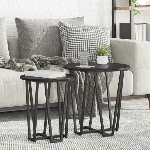 Conjunto de Mesas de Apoio   Carvalho Preto (2 pcs)