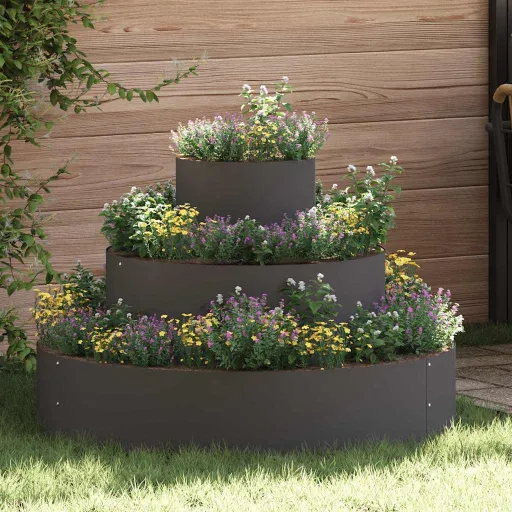 Vaso de Jardim Preto 90 x 90 x 20 cm Aço Laminado a Frio
