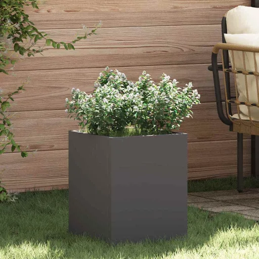 Vaso de Jardim Preto 32 x 32 x 40 cm Aço Laminado a Frio