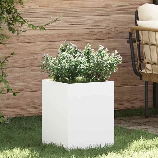 Vaso de Jardim Branco 32 x 32 x 40 cm Aço Laminado a Frio