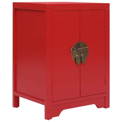 Mesa de Cabeceira 38x28x52 cm Madeira de Paulownia Vermelho