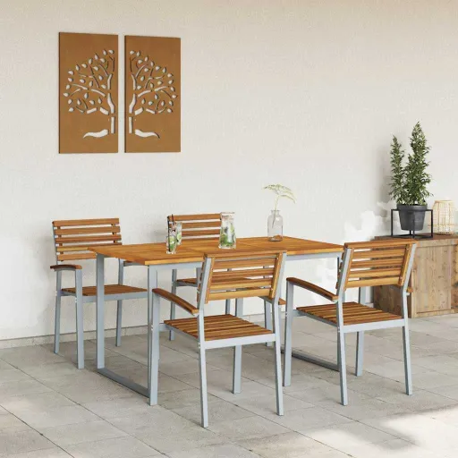 Conjunto de Jantar para Jardim   Cinzeto (5 pcs)