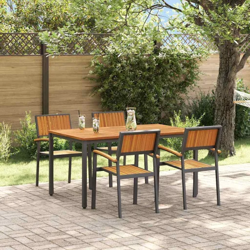 Conjunto de Jantar para Jardim   Preto (5 pcs)