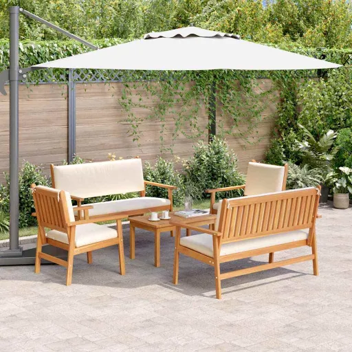 Conjunto de Sofá de Jardim   Castanho (5 pcs)