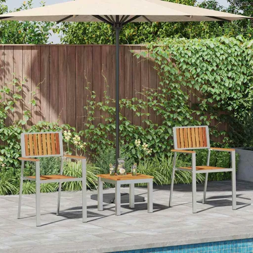 Conjunto de Jantar para Jardim   Madeira Sólida de Acácia (3 pcs)