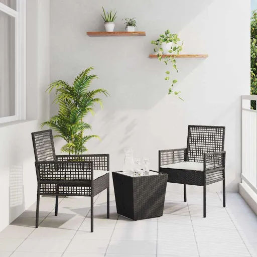 Conjunto Bistro de Jardim   Preto Vime PE (3 pcs)