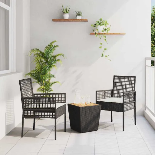 Conjunto Bistro de Jardim   Preto Vime PE (3 pcs)