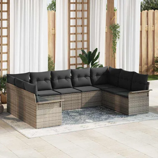 Conjunto de Sofá de Jardim com Almofada Cinzeto Vime PE
