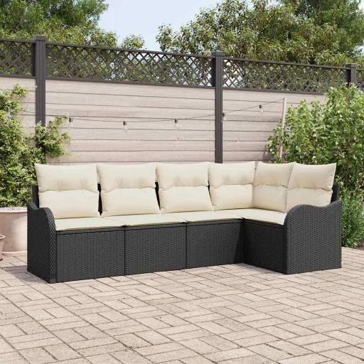 Conjunto de Sofá de Jardim Preto Vime PE