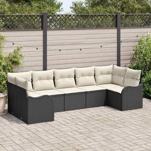 Conjunto de Sofá de Jardim Preto Vime PE