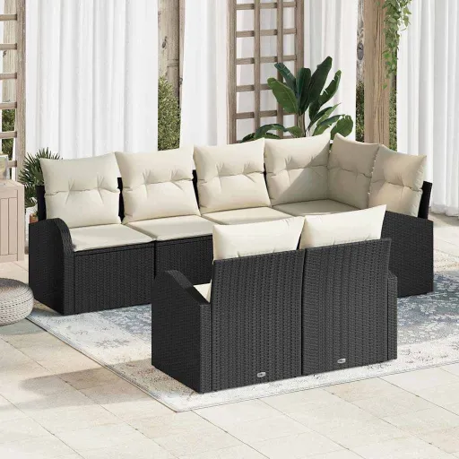 Conjunto de Sofá de Jardim Preto Vime PE