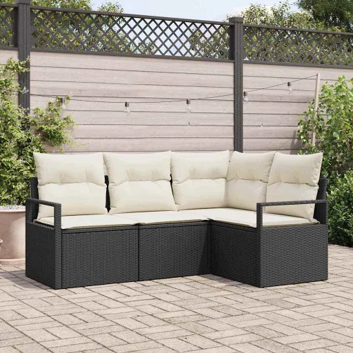 Conjunto de Sofás   Preto Vime PE (4 pcs)