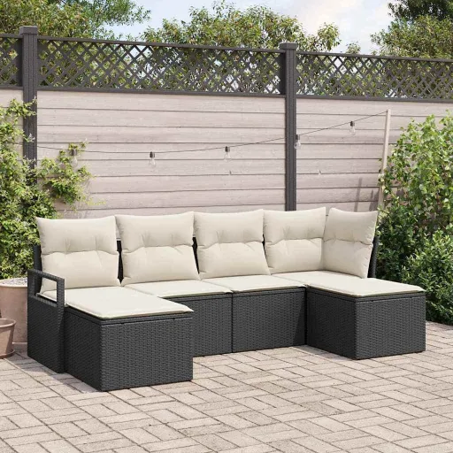 Conjunto de Sofás   Preto Vime PE (6 pcs)