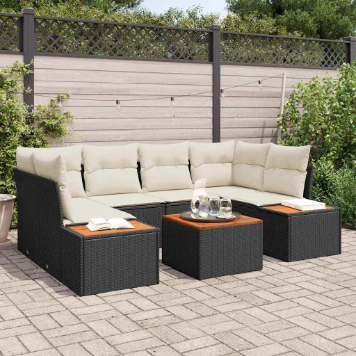 Conjunto de Sofá de Jardim   Preto Rattan Sintético (6 pcs)