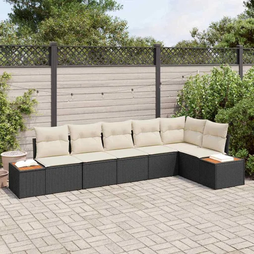 Conjunto de Sofá de Jardim   Preto Rattan Sintético (6 pcs)