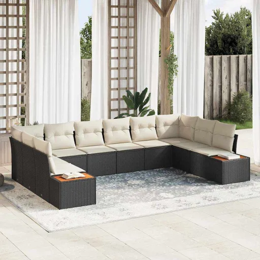 Conjunto de Sofá de Jardim   Preto Rattan Sintético (10 pcs)