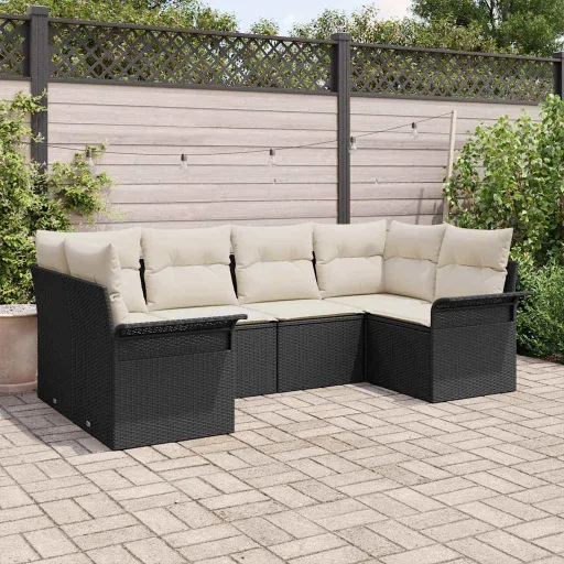 Conjunto de Sofá de Jardim   Preto Rattan Sintético (6 pcs)