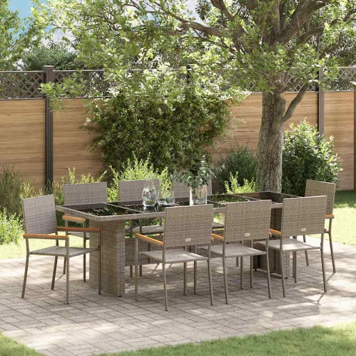 Conjunto de Jantar para Jardim   Cinzeto Vime PE (9 pcs)