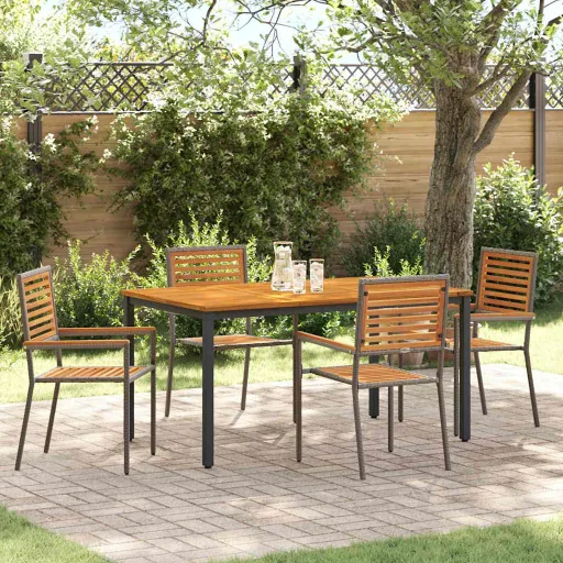 Conjunto de Jantar para Jardim   Cinza e Marrom Vime PE (5 pcs)