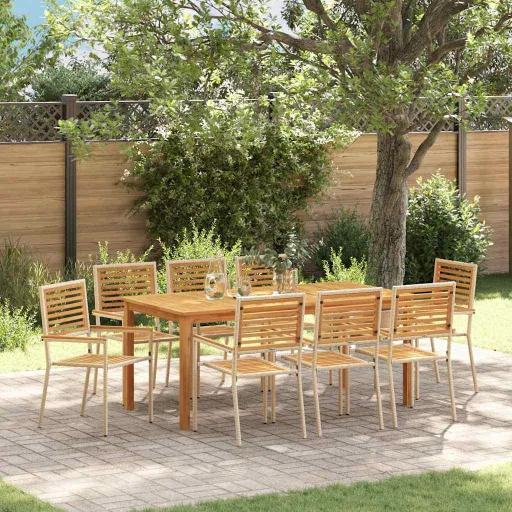 Conjunto de Jantar para Jardim   Bege (9 pcs)