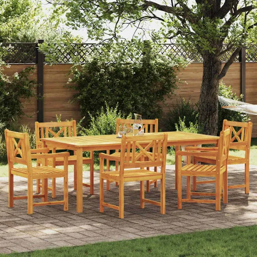 Conjunto de Jantar para Jardim   Castanho (7 pcs)