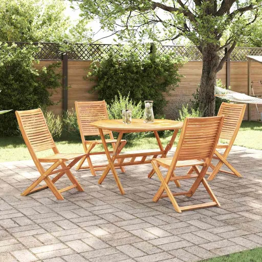 Conjunto de Jantar para Jardim   Castanho (5 pcs)