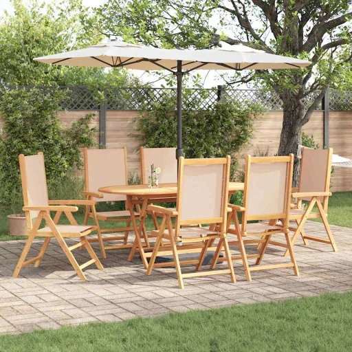 Conjunto de Jantar para Jardim   Bege (7 pcs)