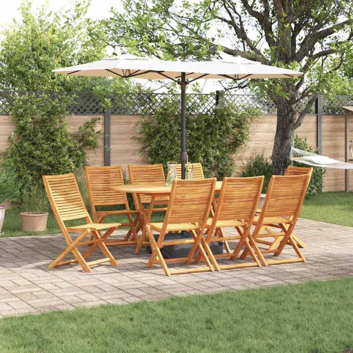 Conjunto de Jantar para Jardim   Castanho (9 pcs)